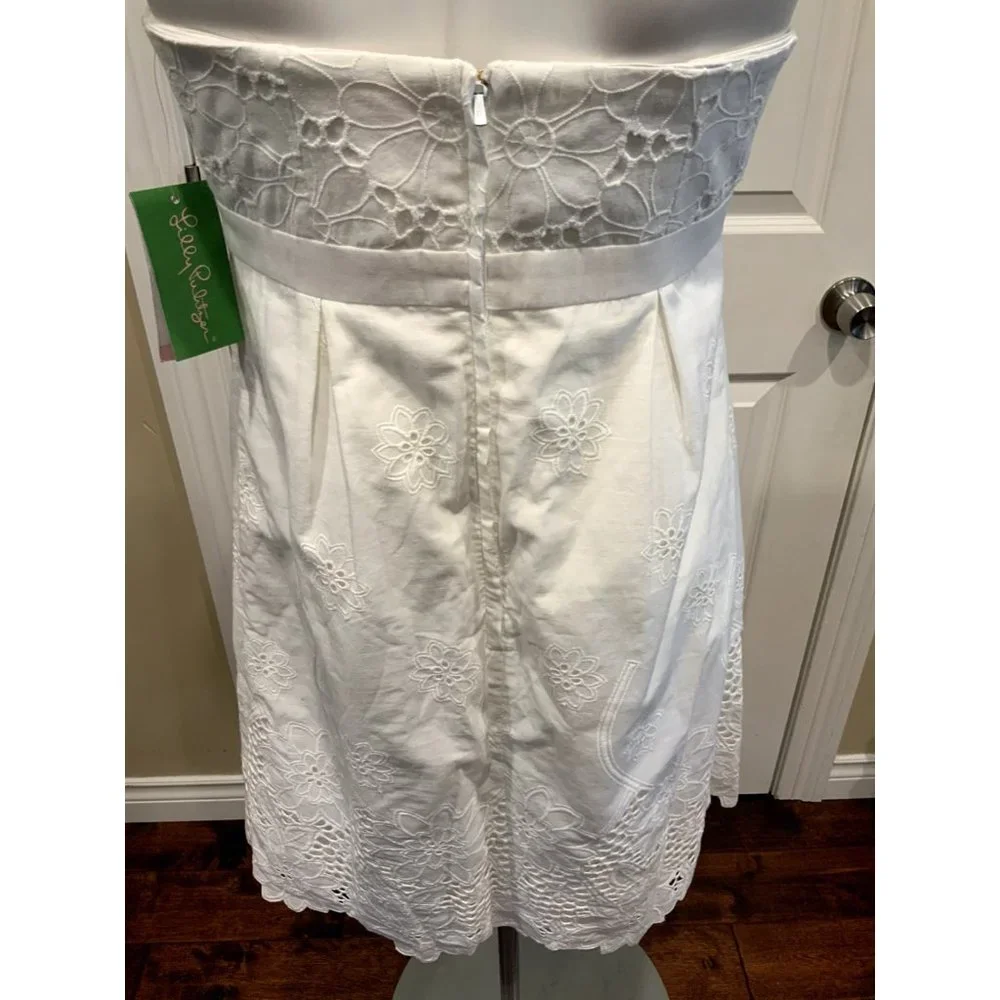Lilly Pulitzer White "Betsey" Eyelet Strapless Mini Dress, Size 4, NWT! - Picture 7 of 8